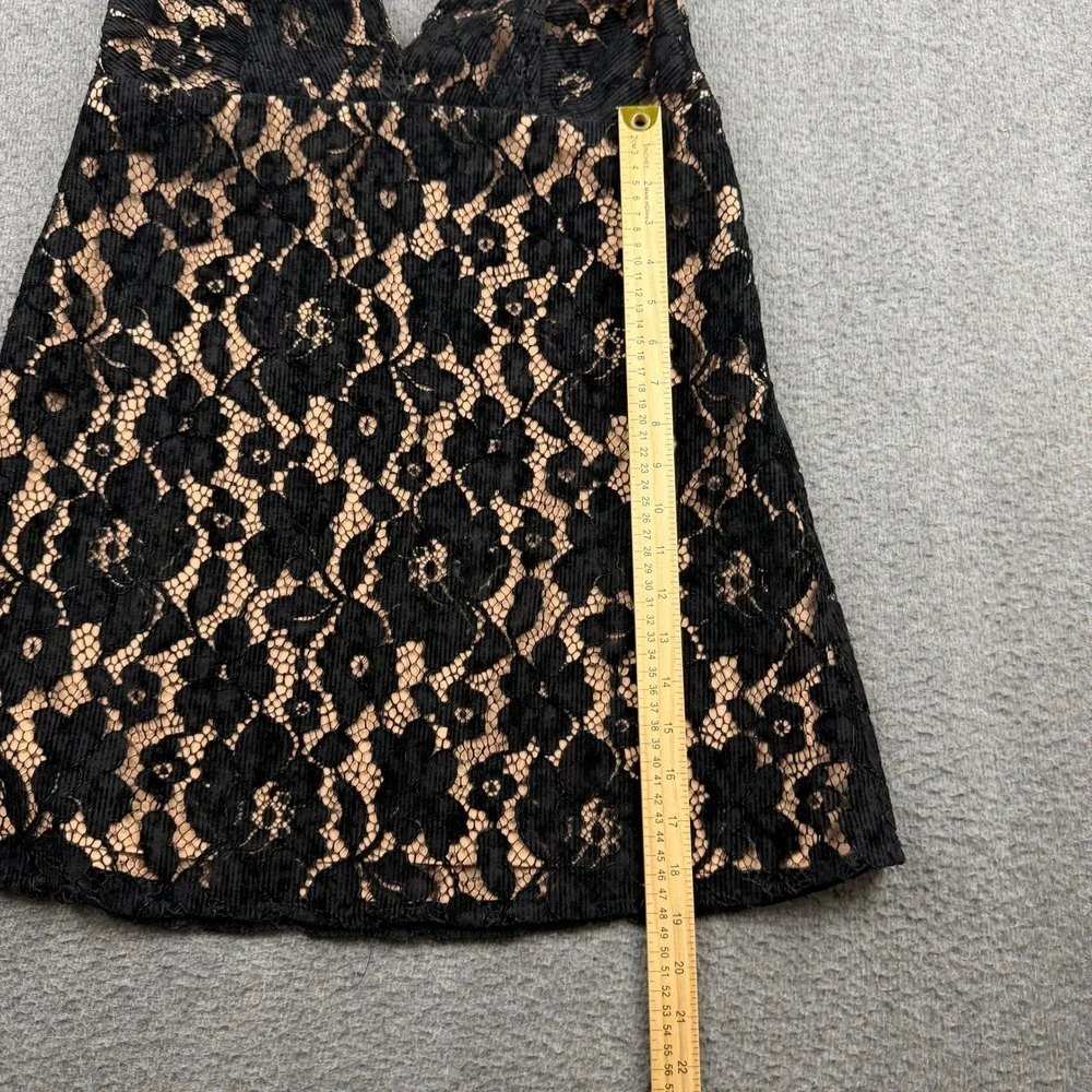 Free People‎ Night Shimmer Lace Mini Dress Black Nude V-Neck OB1085702 Size 6